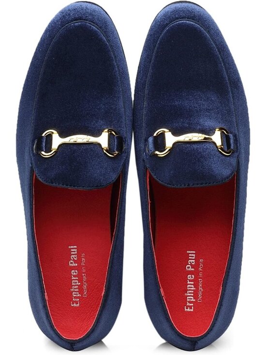 Men\'s Navy Blue Velvet Loafers Wedding Party Prom Homecoming Shoes main image 6